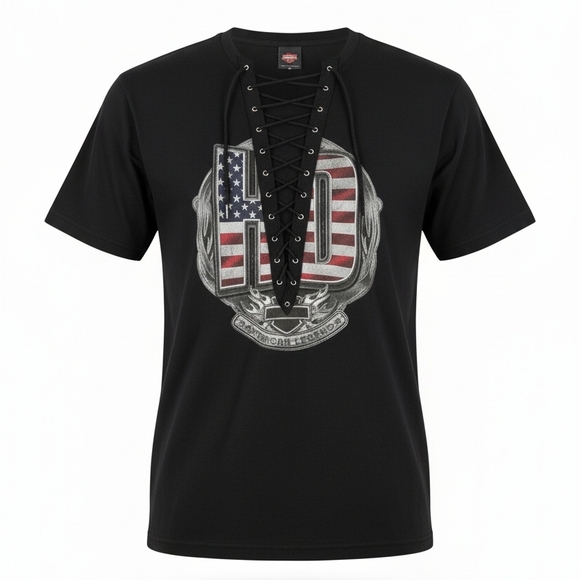 Bravado Tops - Harley-Davidson Bravado Black Lace-Up Womens Tee